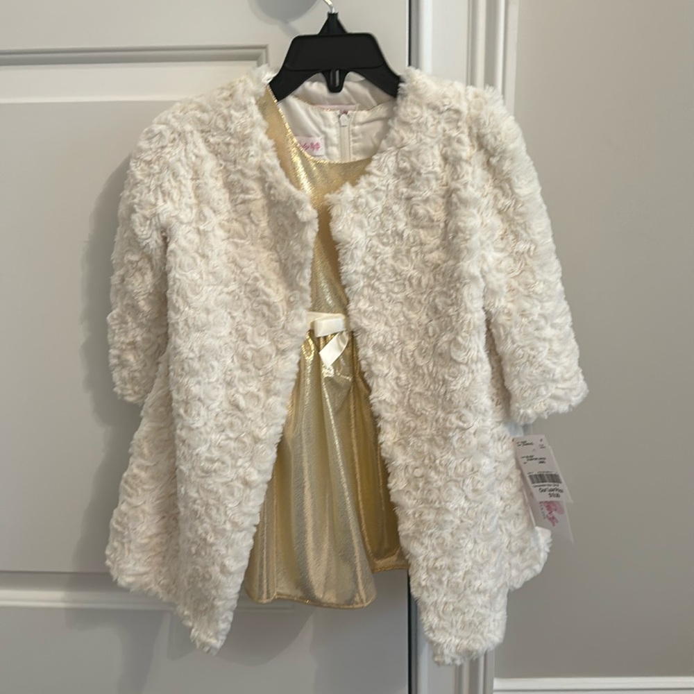 Gold and cream formal dress with coat